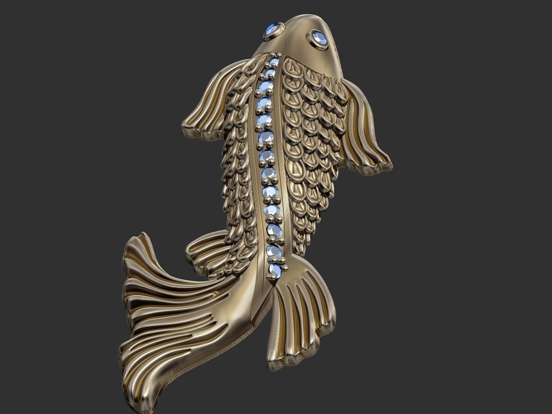 Fish with Gem Stones 3D print model_2