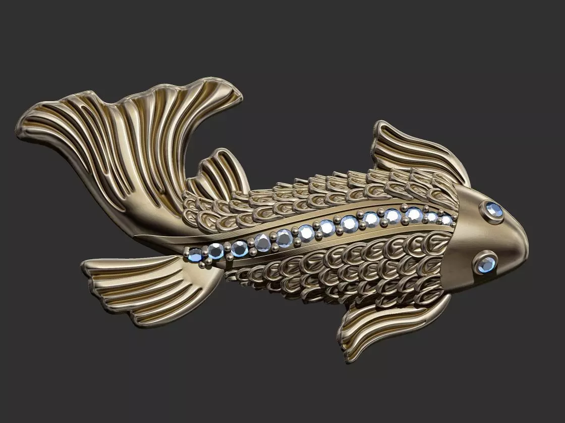 Fish with Gem Stones 3D print model_0
