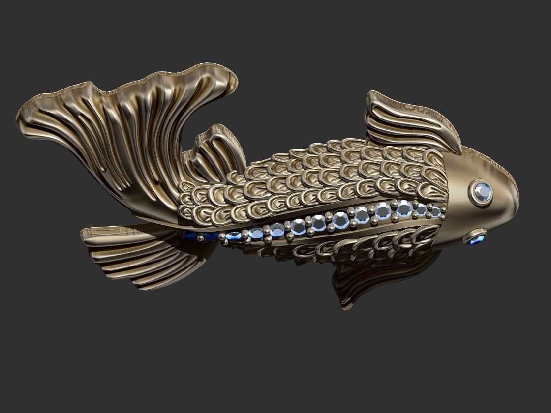 Fish with Gem Stones 3D print model_12