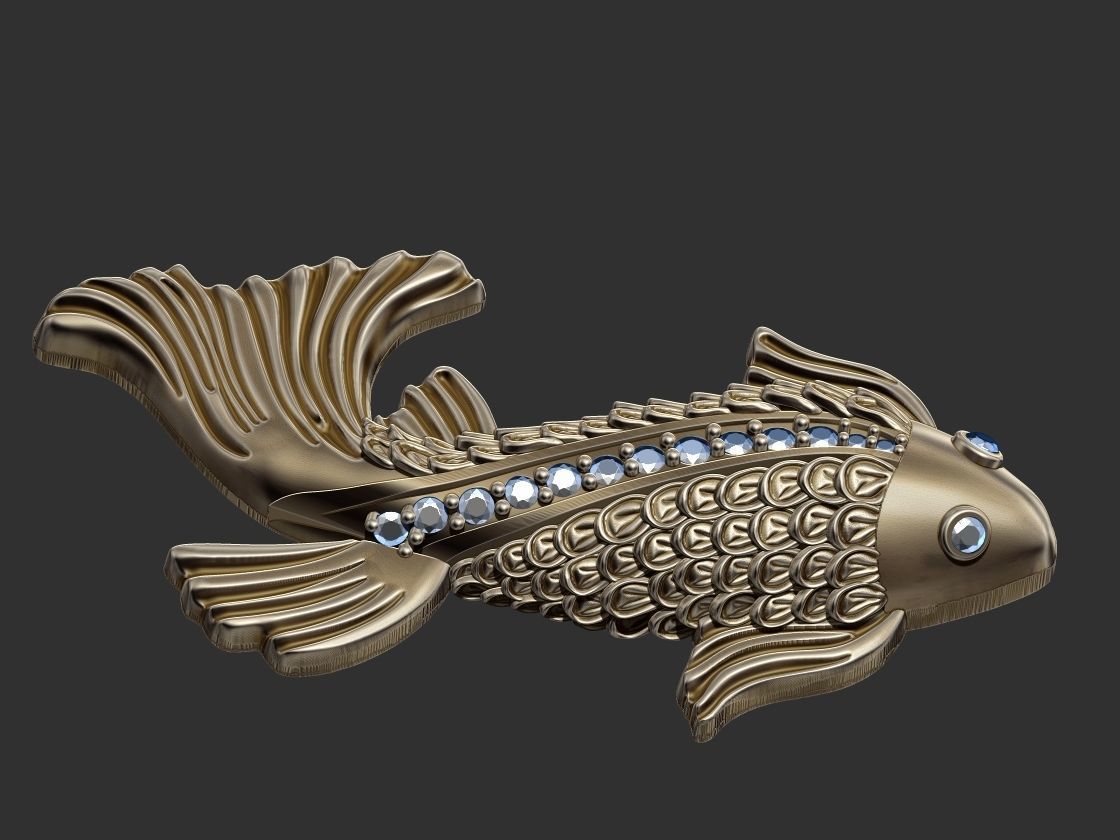 Fish with Gem Stones 3D print model_13