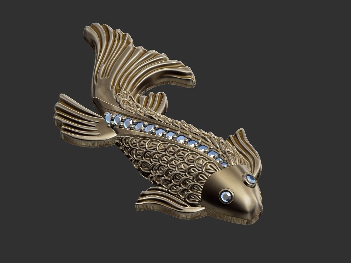 Fish with Gem Stones 3D print model_10