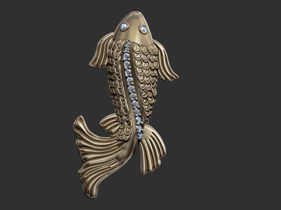 Fish with Gem Stones 3D print model_1