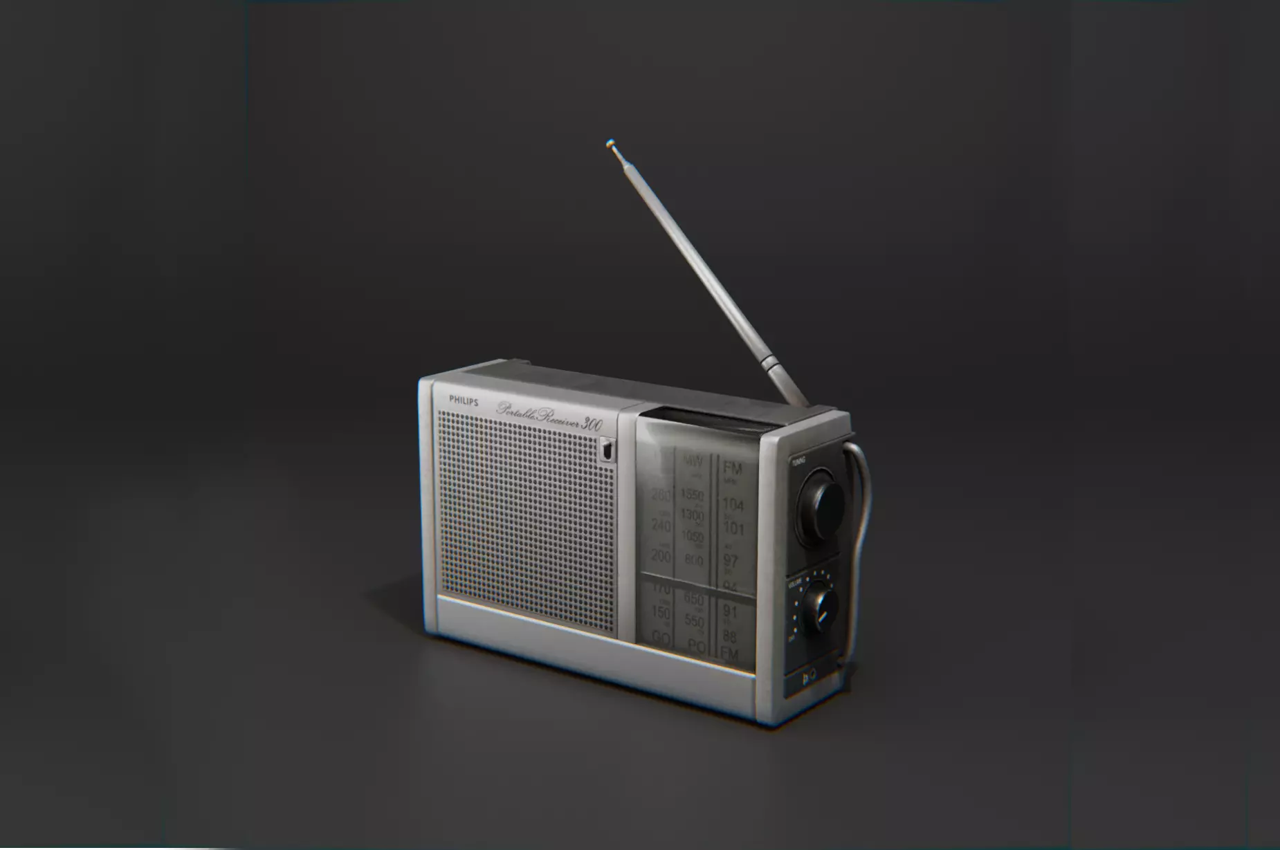 Early 90s Vintage Military Philips Radio Low-poly 3D model