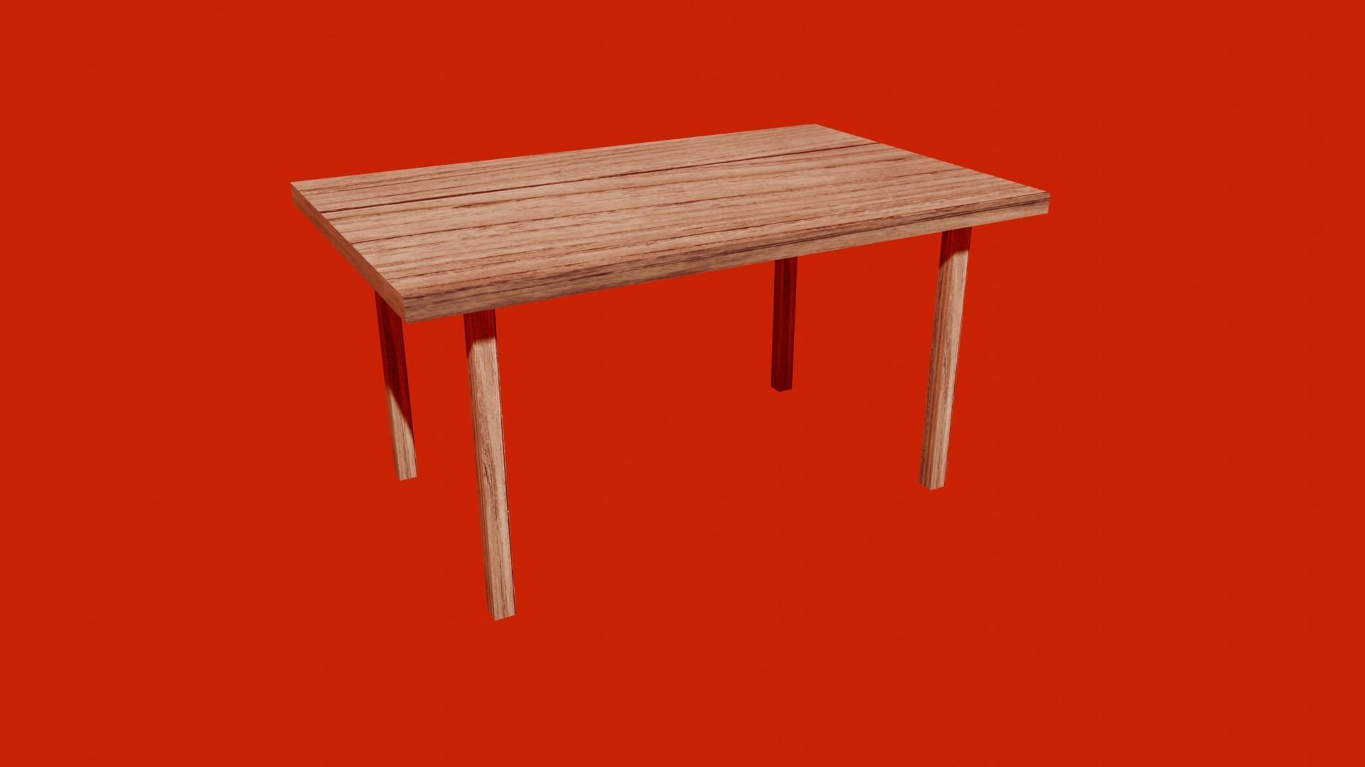 Wood Table Free low-poly 3D model_4