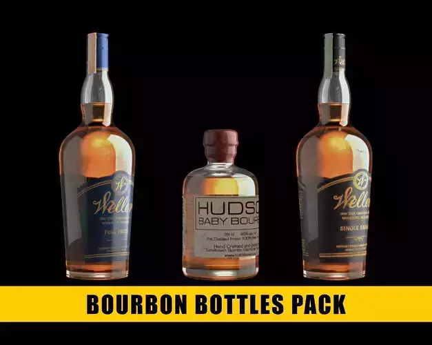 Bourbon Bottles Pack - Hero Assets - Realistic 3D model