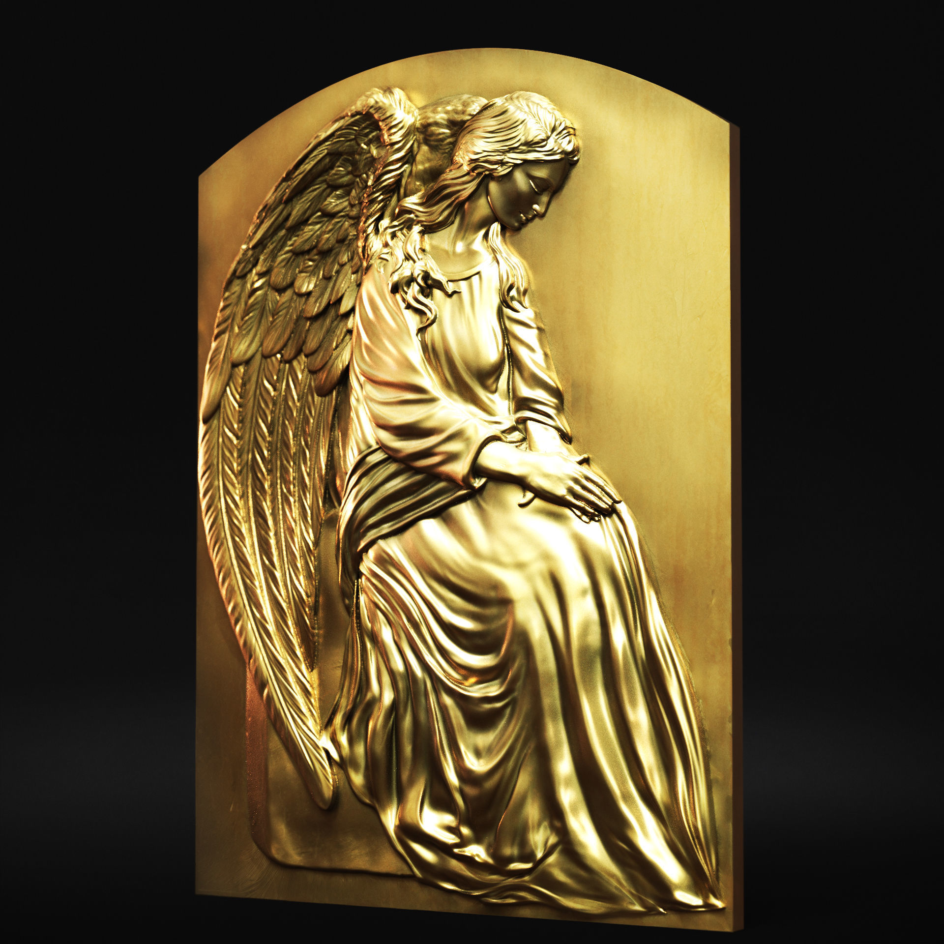 Angel relief 05 3D print model_2