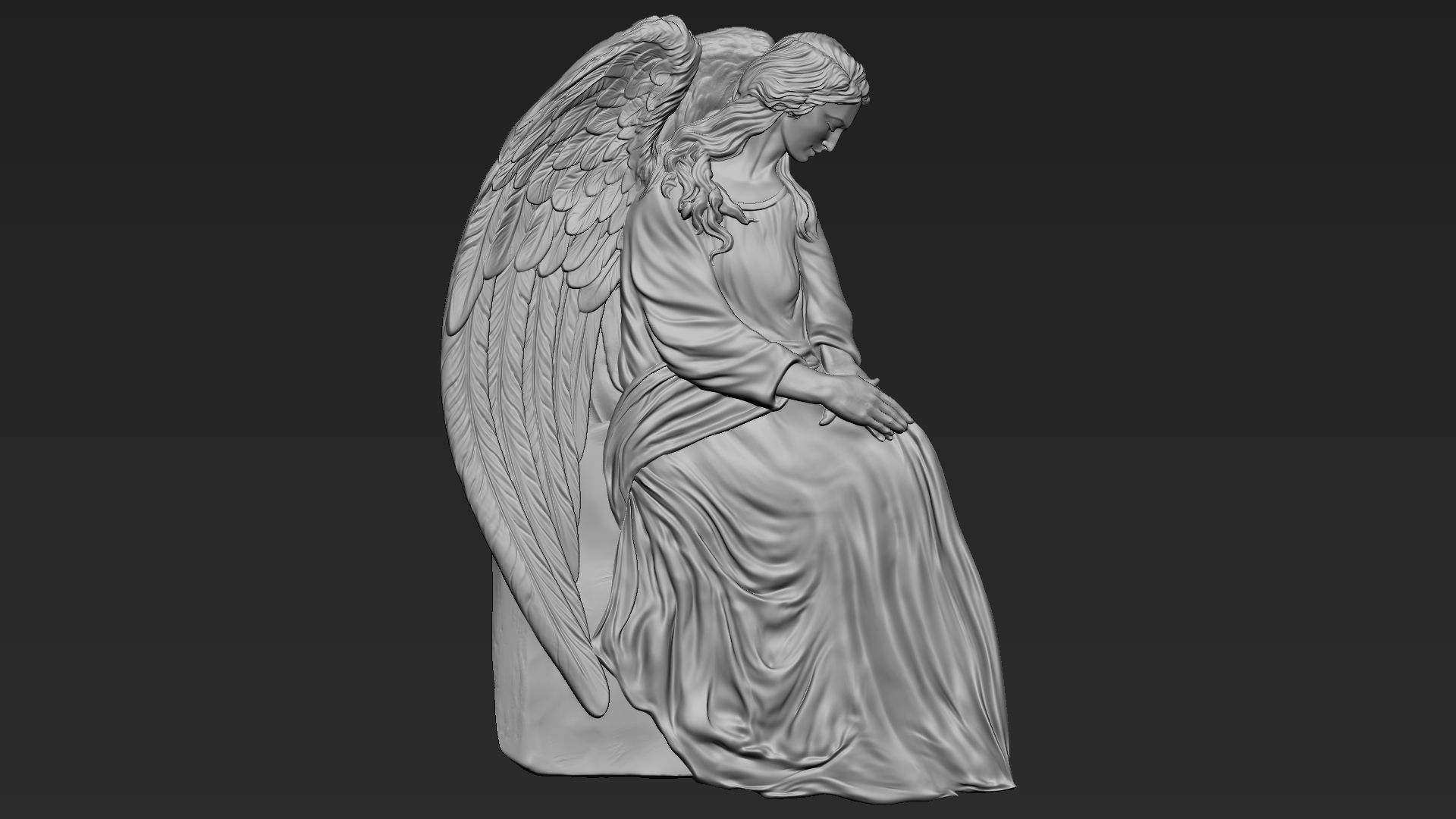 Angel relief 05 3D print model_3