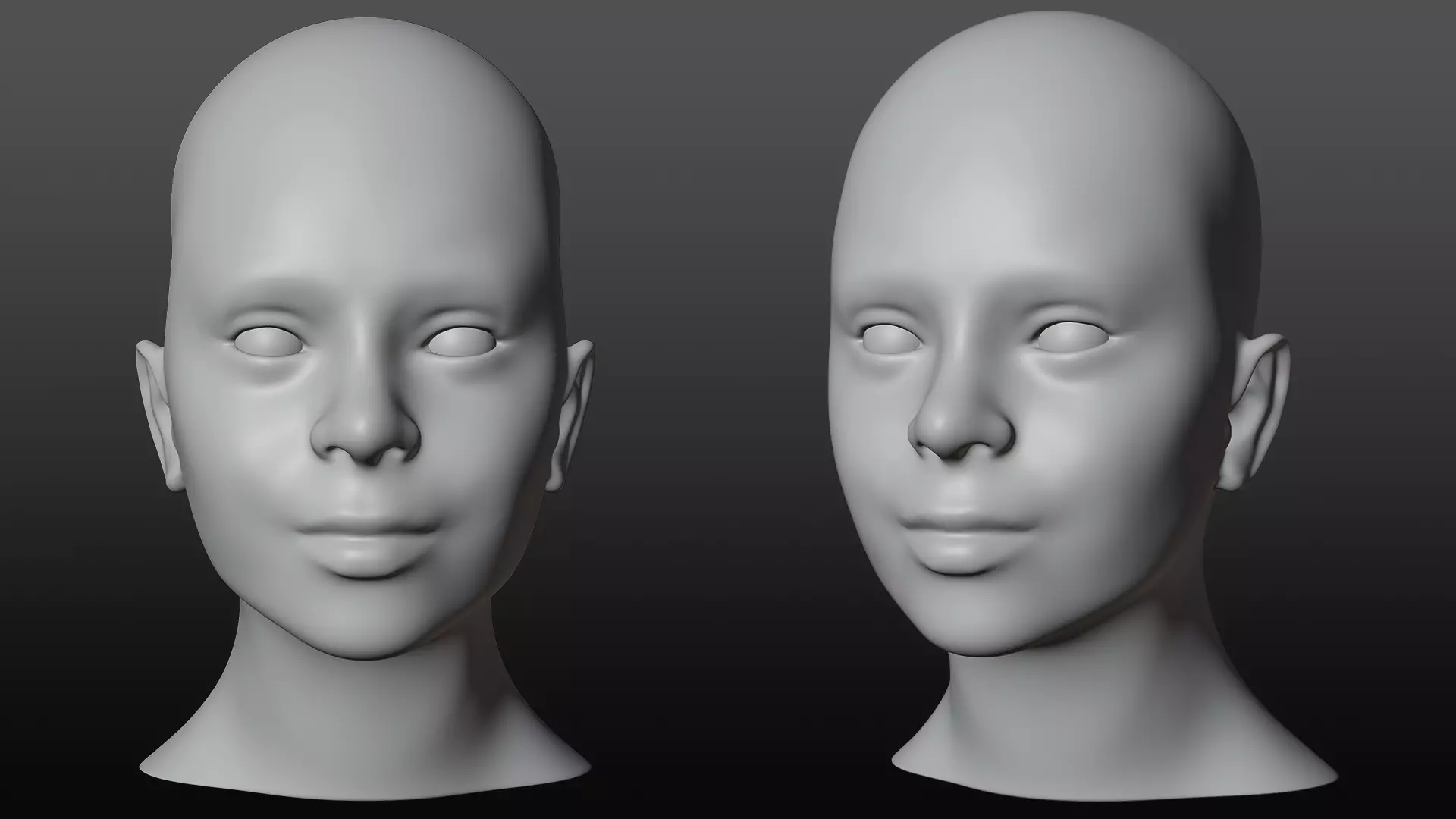 Female head base mesh 3D model_0