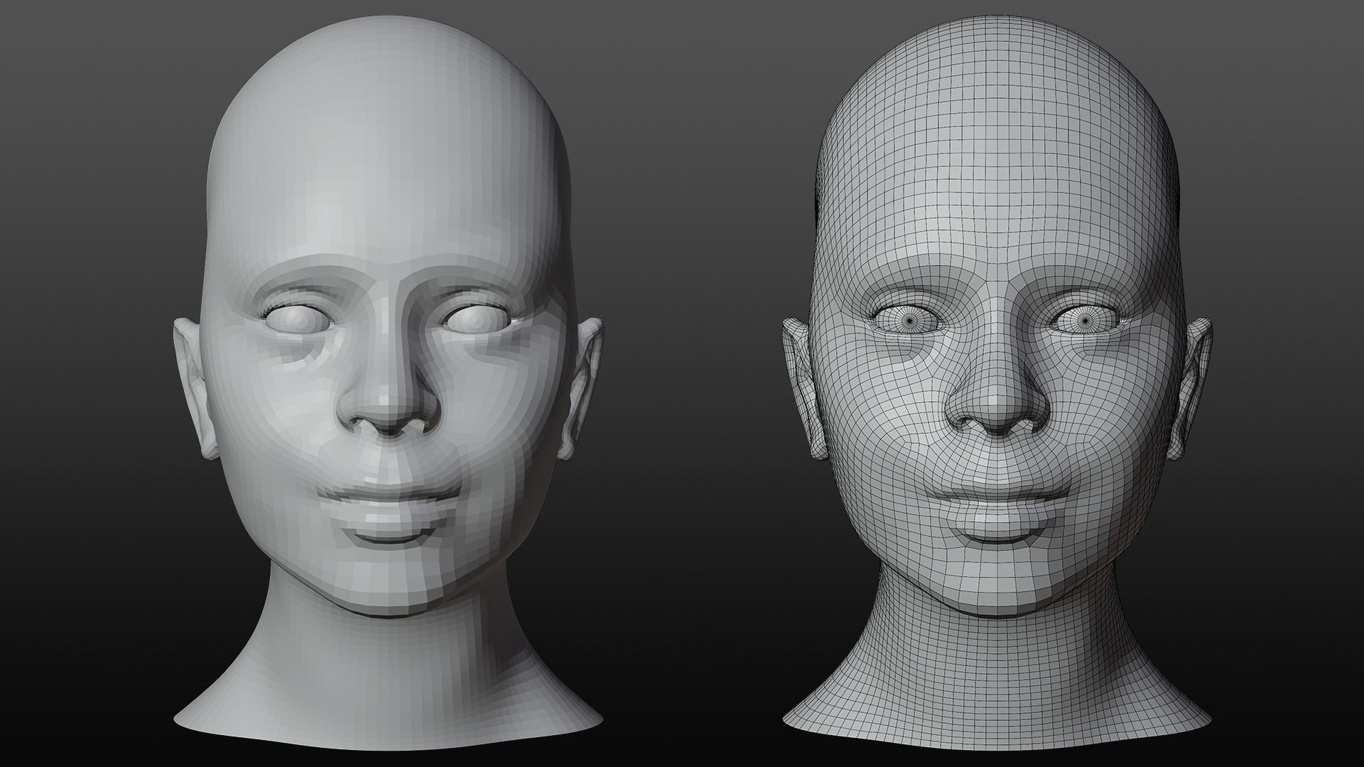 Female head base mesh 3D model_5