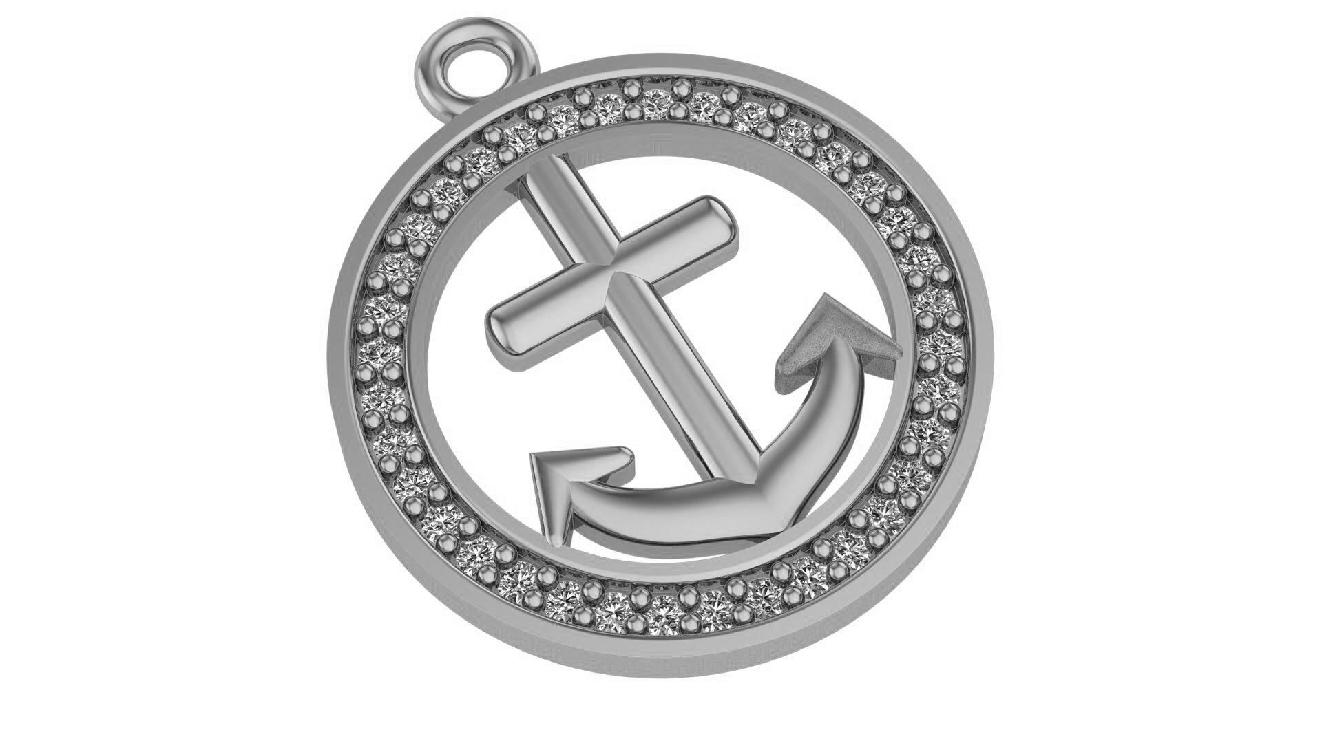 Ship Wheel Anchor Nautical Pendant Necklace  3D print model_2