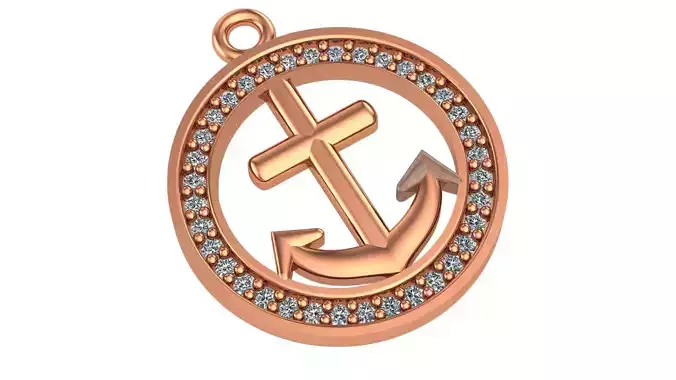 Ship Wheel Anchor Nautical Pendant Necklace  3D print model