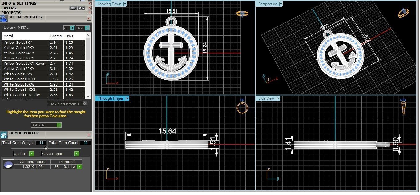 Ship Wheel Anchor Nautical Pendant Necklace  3D print model_3