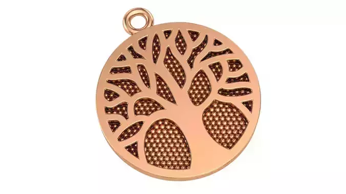 Golden Tree of Life Necklace Charm Pendant 3D print model
