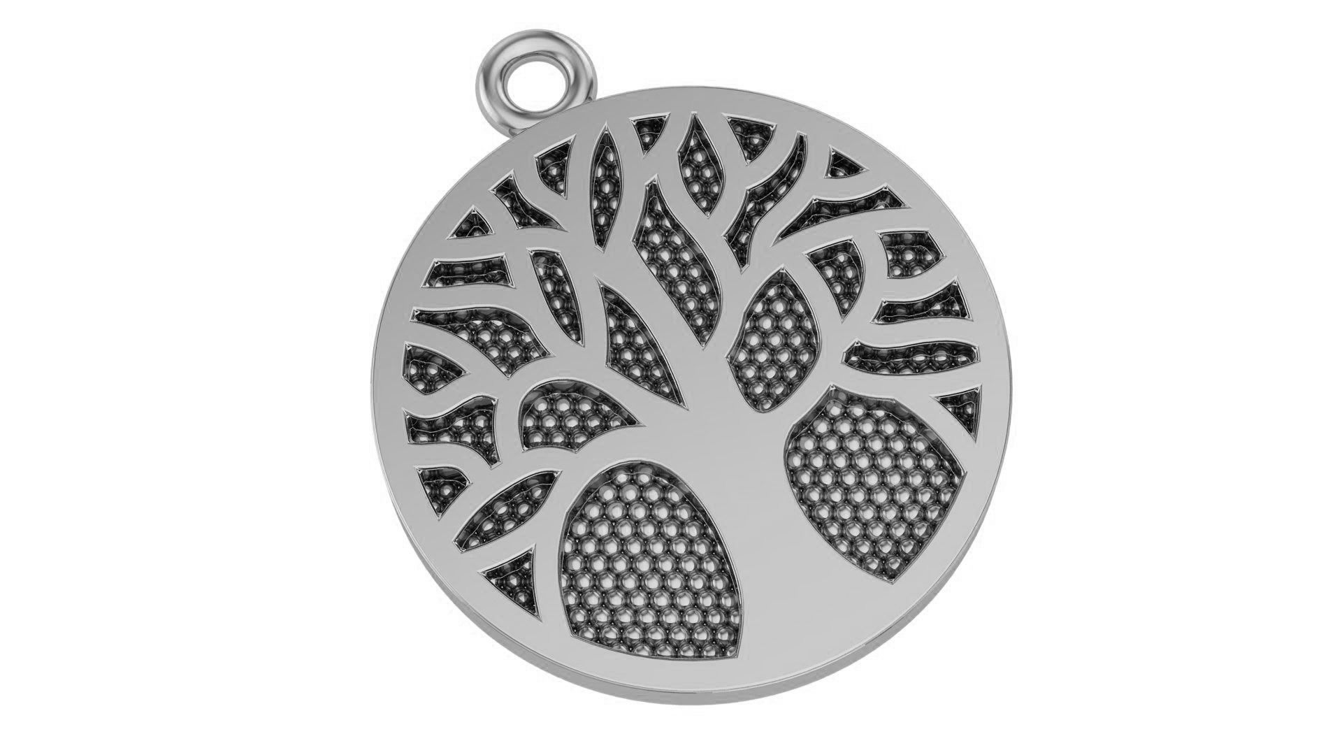 Golden Tree of Life Necklace Charm Pendant 3D print model_2