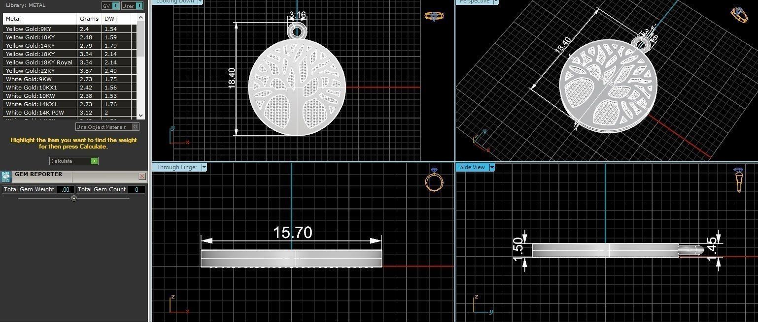 Golden Tree of Life Necklace Charm Pendant 3D print model_3