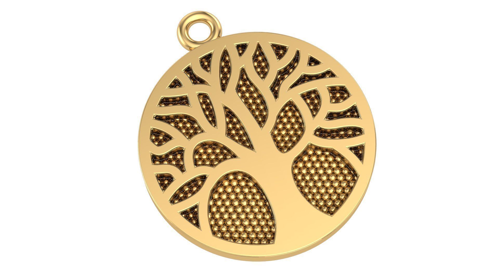 Golden Tree of Life Necklace Charm Pendant 3D print model_1