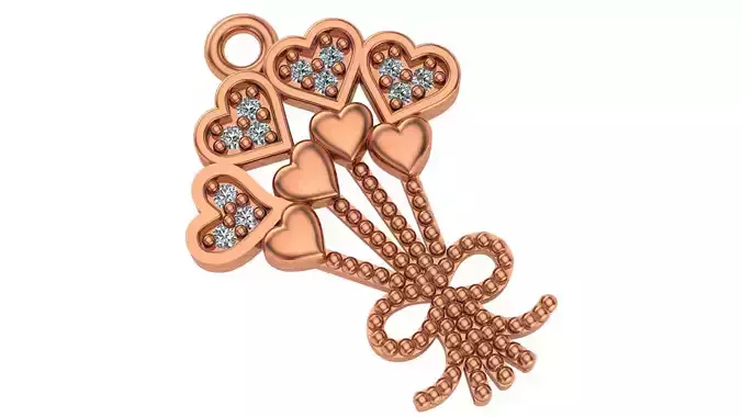 Heart Balloon Charm Necklace Pendant