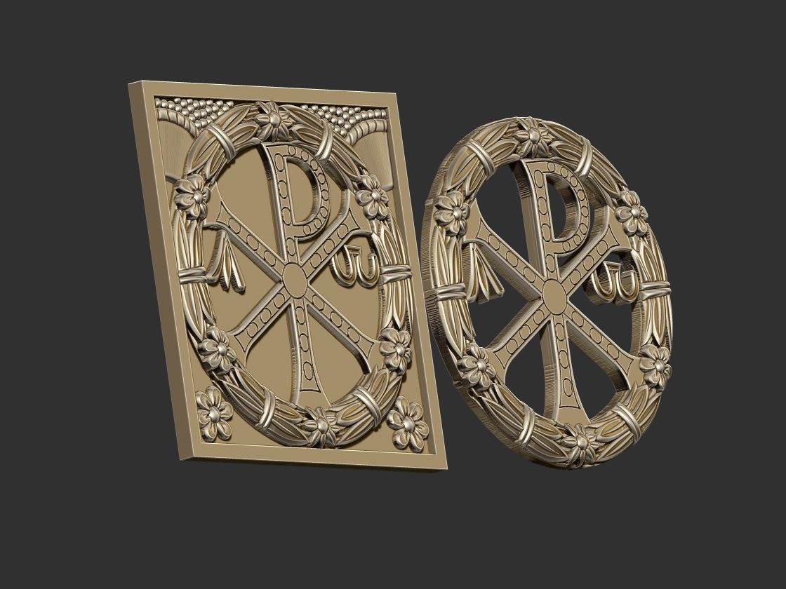 Chi-Rho PX Flower Medal 3D print model_4
