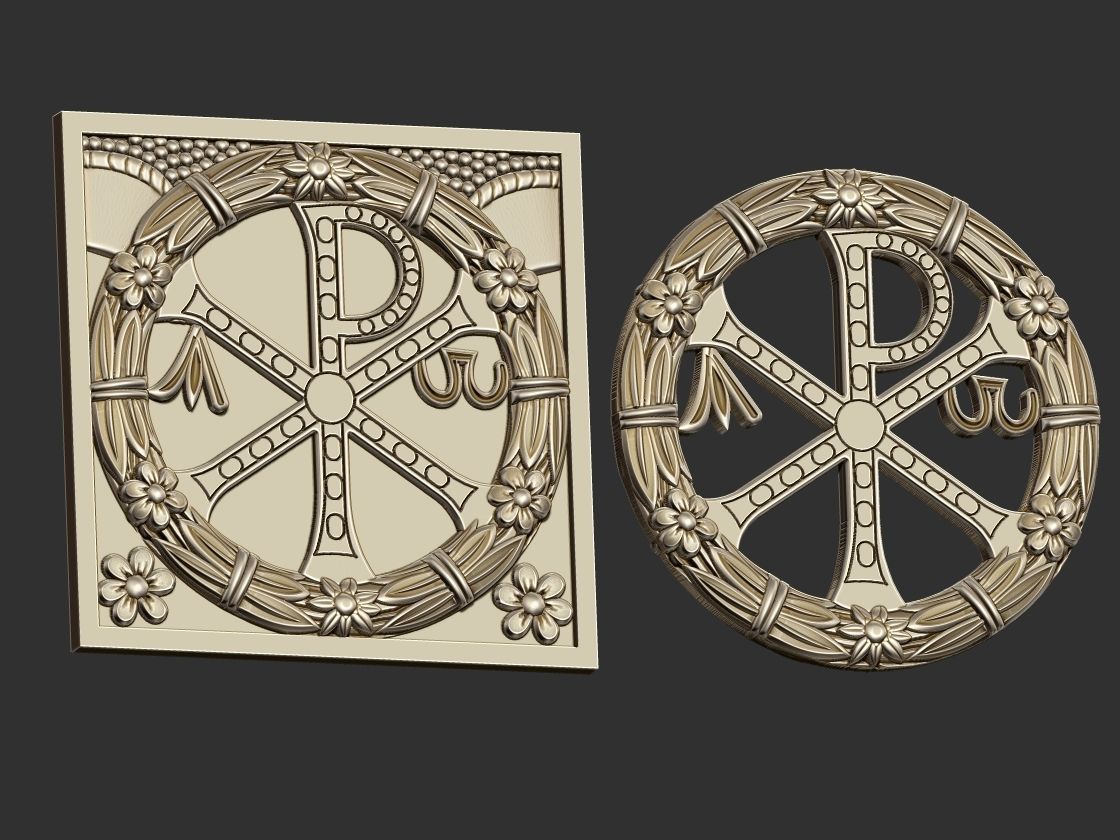 Chi-Rho PX Flower Medal 3D print model_3