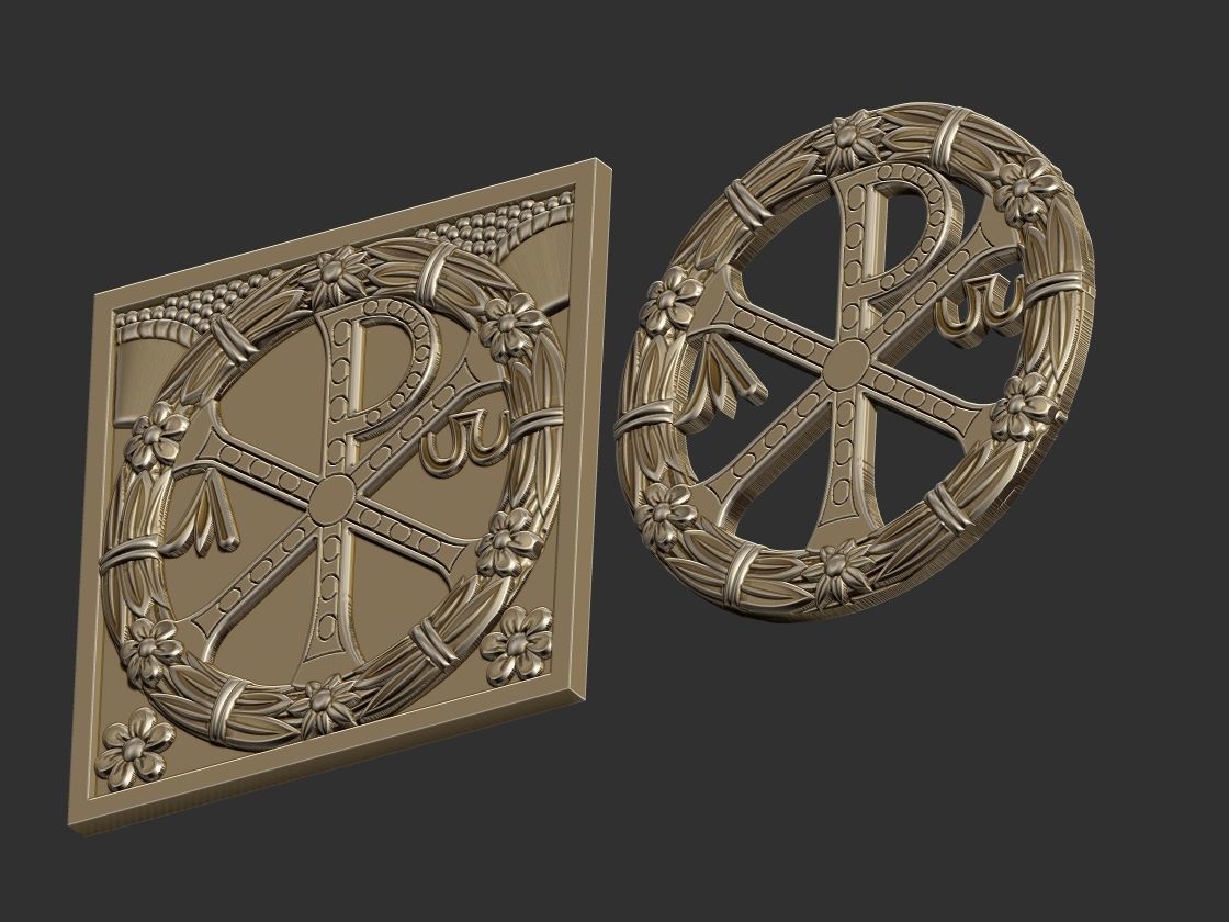Chi-Rho PX Flower Medal 3D print model_10