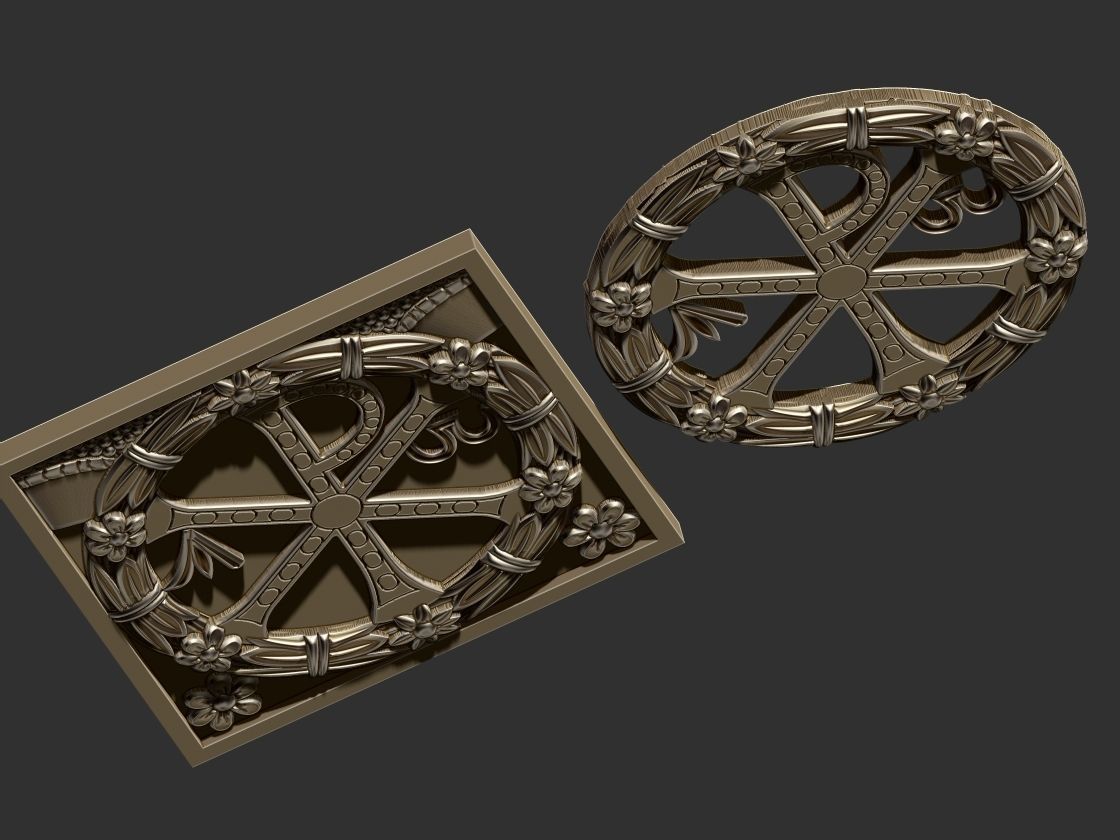 Chi-Rho PX Flower Medal 3D print model_12