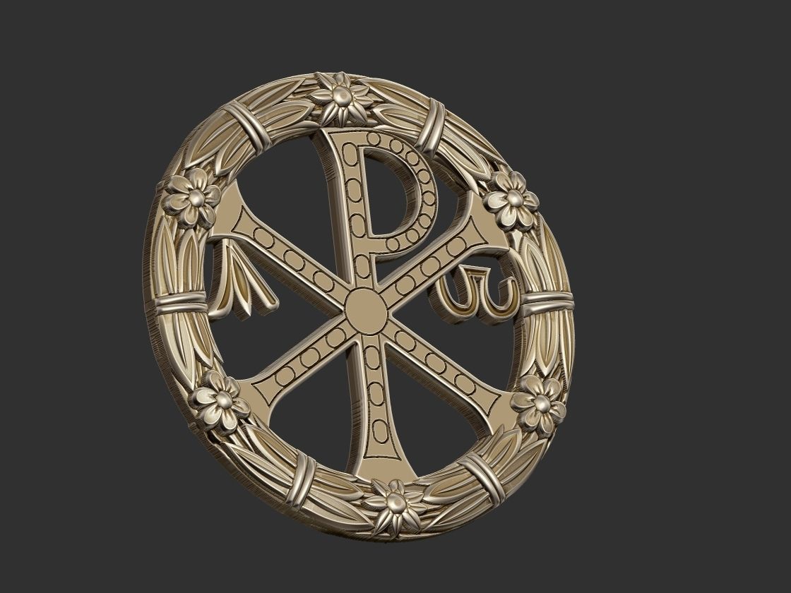 Chi-Rho PX Flower Medal 3D print model_2