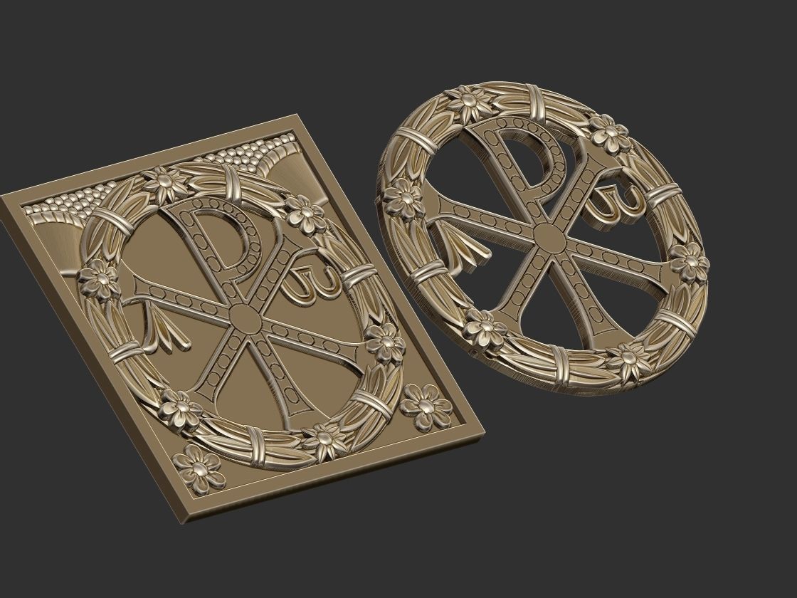 Chi-Rho PX Flower Medal 3D print model_11