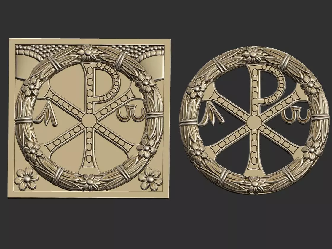 Chi-Rho PX Flower Medal 3D print model_0