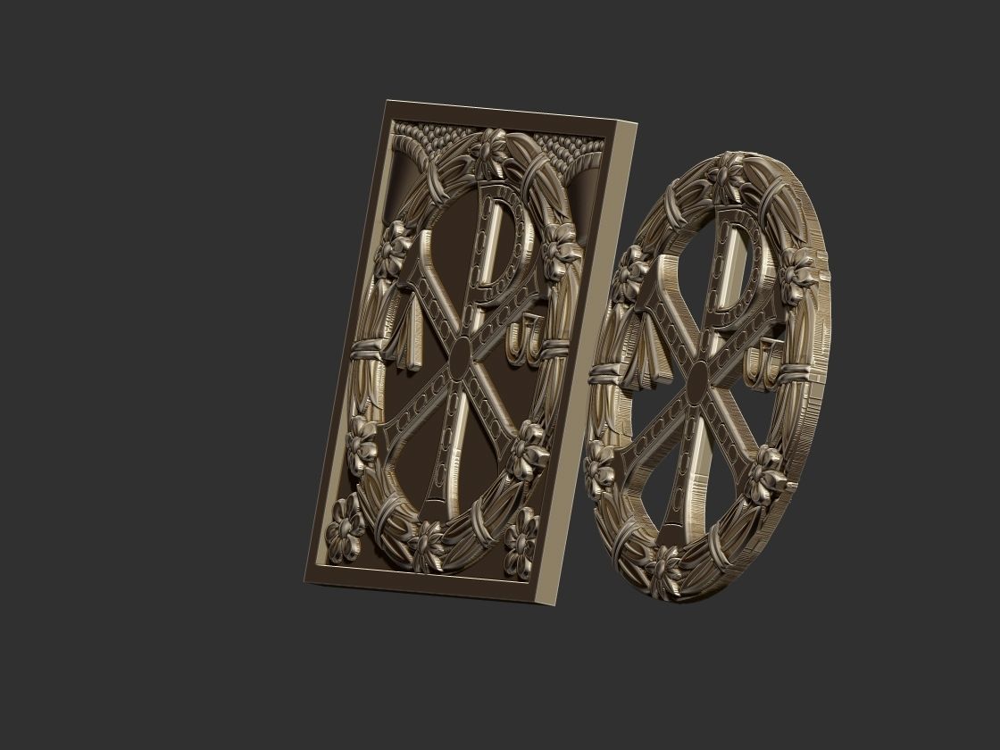Chi-Rho PX Flower Medal 3D print model_9