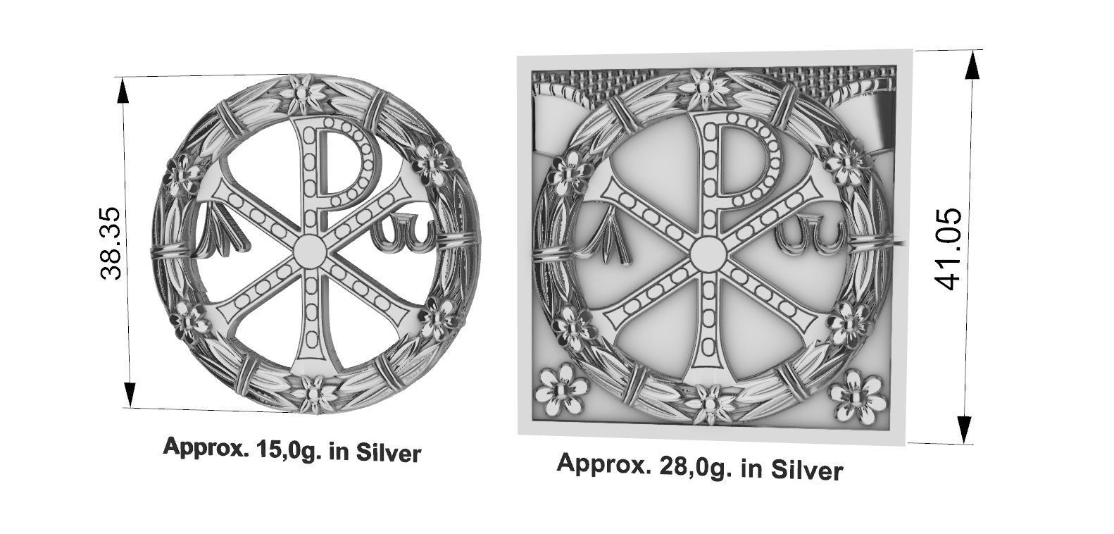 Chi-Rho PX Flower Medal 3D print model_5