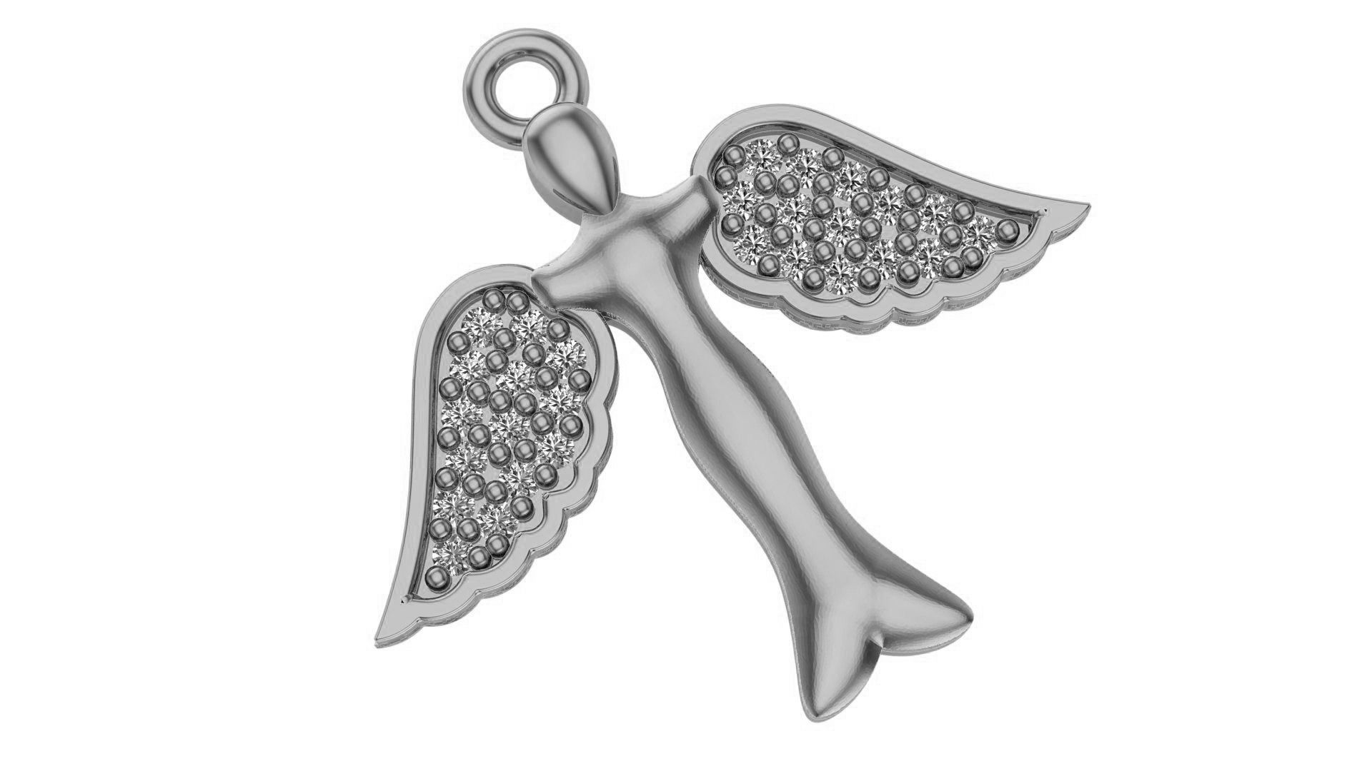 Angel with wings Necklace Charm Pendant  3D print model_2