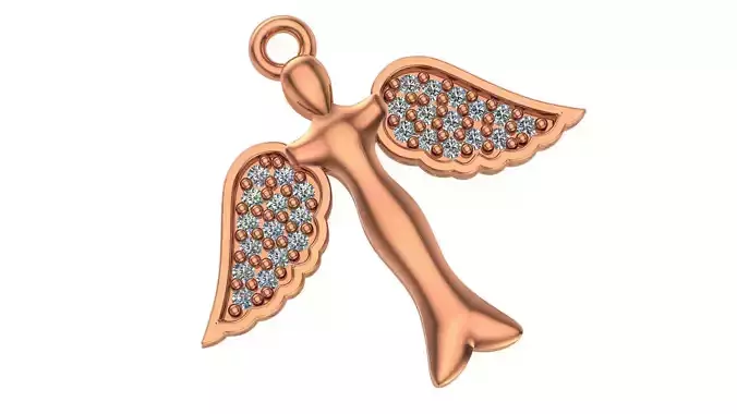 Angel with wings Necklace Charm Pendant  3D print model