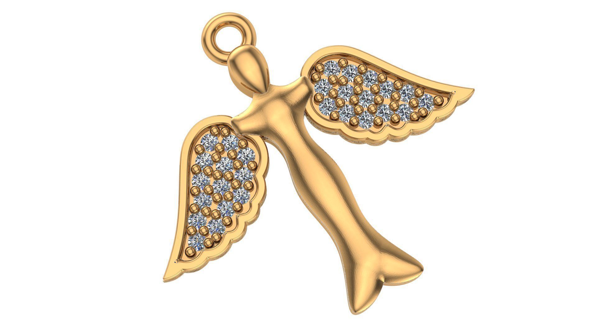 Angel with wings Necklace Charm Pendant  3D print model_1