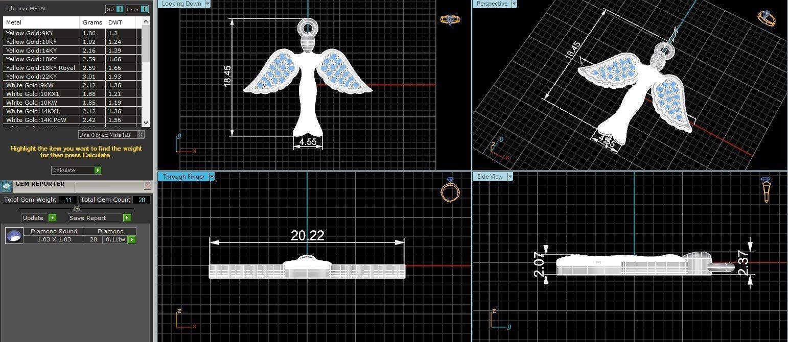Angel with wings Necklace Charm Pendant  3D print model_3