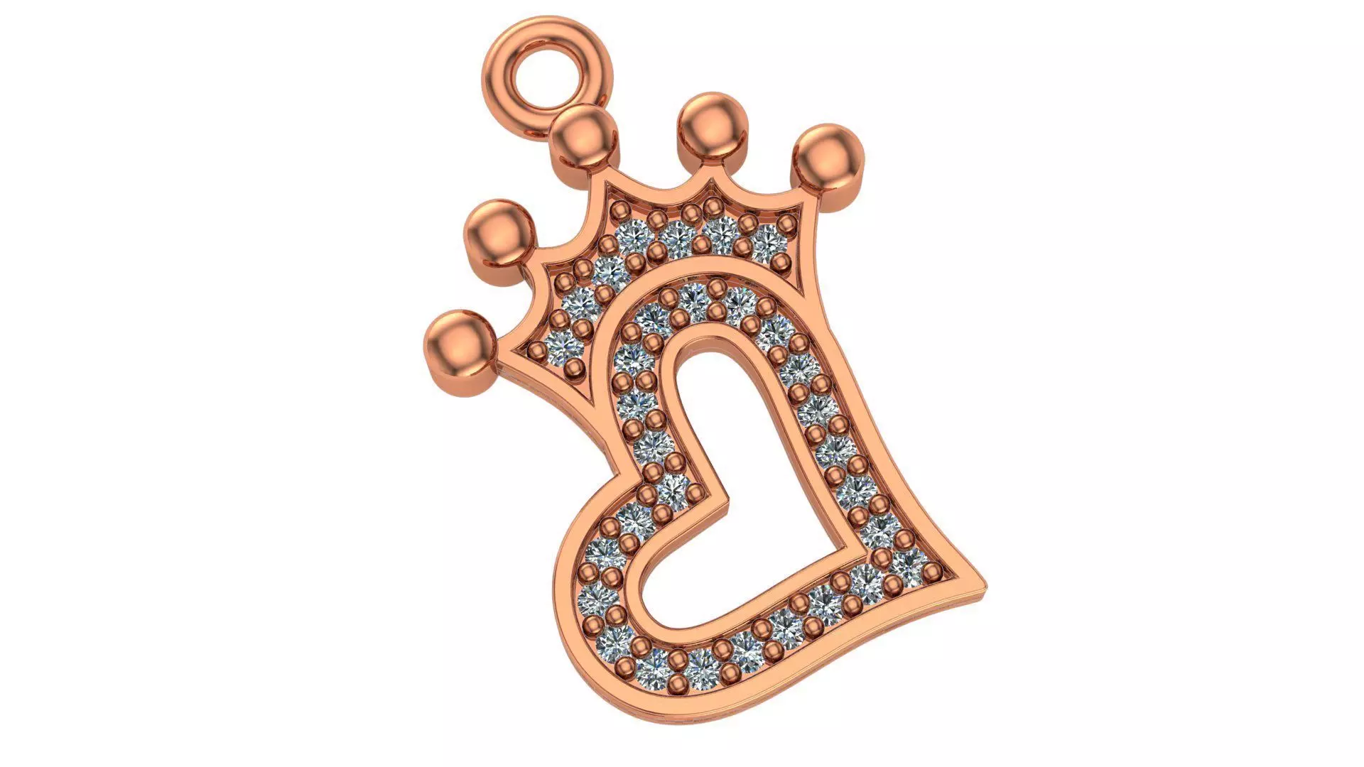 Heart Crown Pendant 3D print model