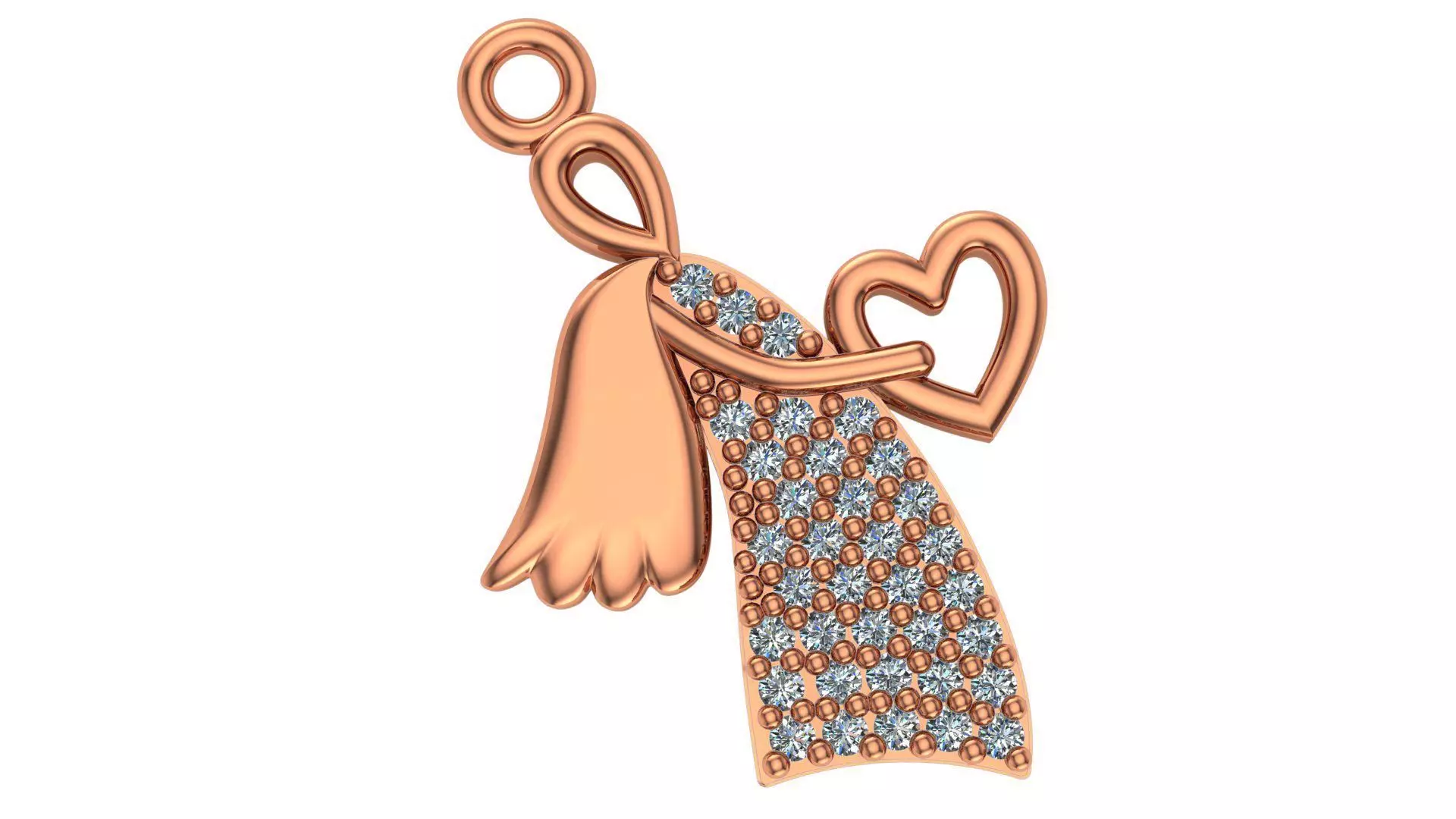 Angel presenting heart pendant 3D print model_0