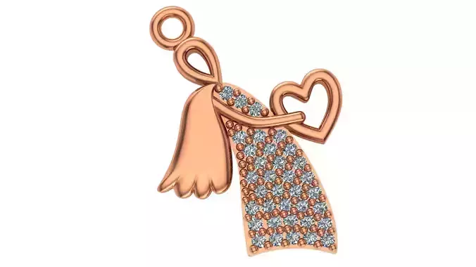 Angel presenting heart pendant 3D print model