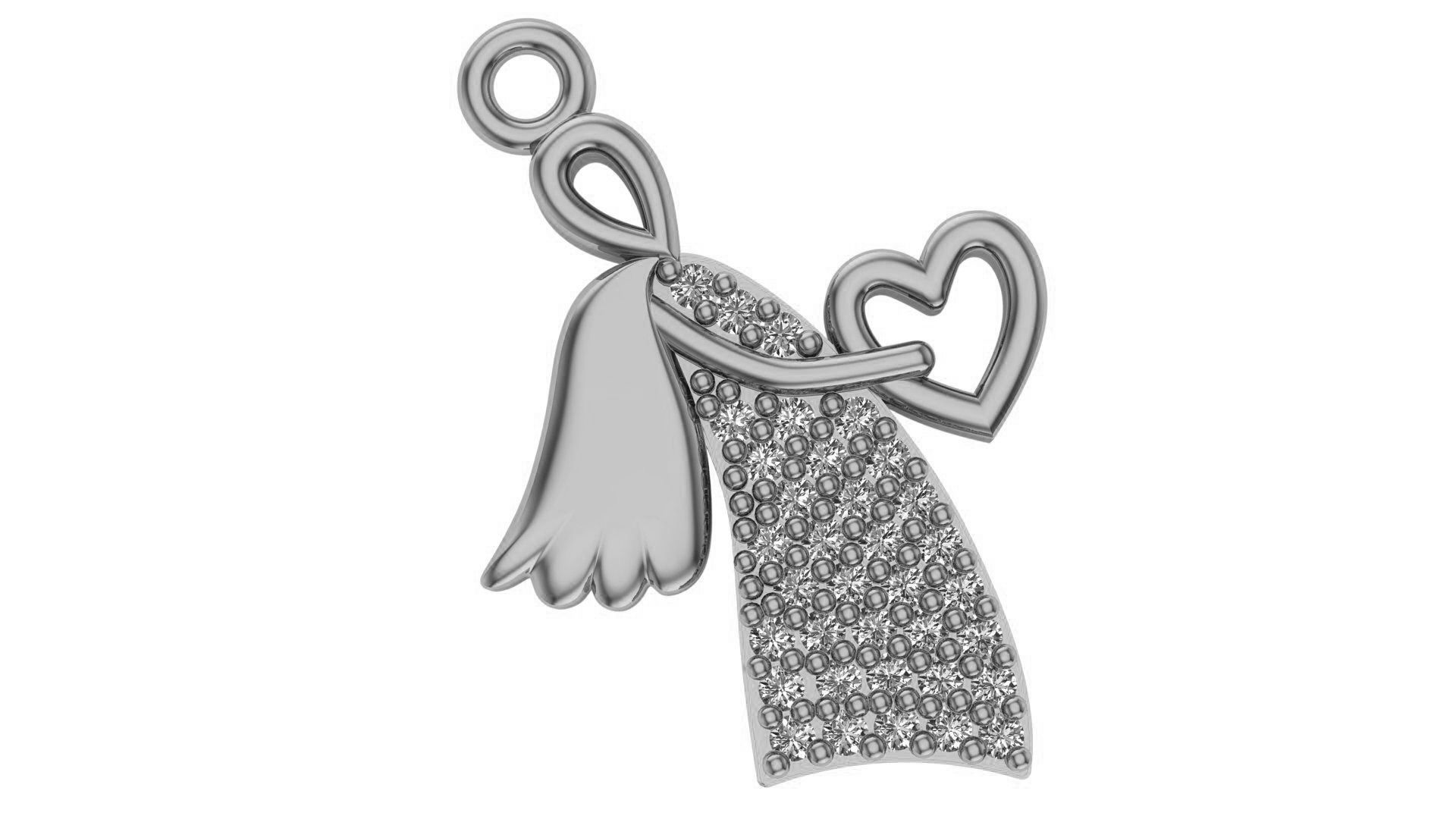 Angel presenting heart pendant 3D print model_2