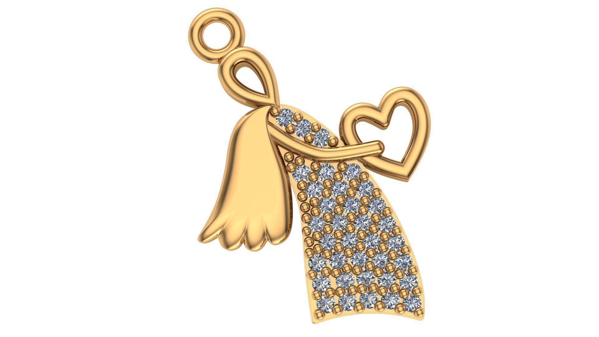 Angel presenting heart pendant 3D print model_1