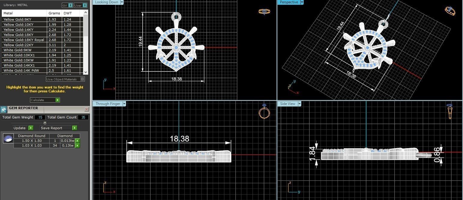 Ship Wheel Anchor Nautical Pendant Necklace 3D print model_3