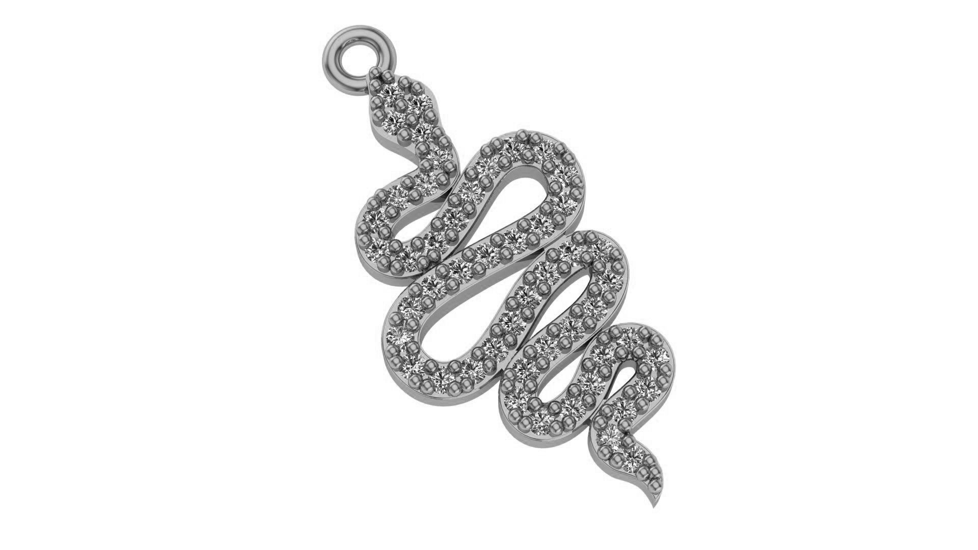 Snake Charm Necklace Pendant 3D print model_2