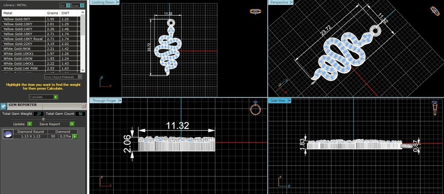 Snake Charm Necklace Pendant 3D print model_3