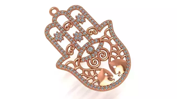 Hamsa Pendant Charm Necklace 3D print model