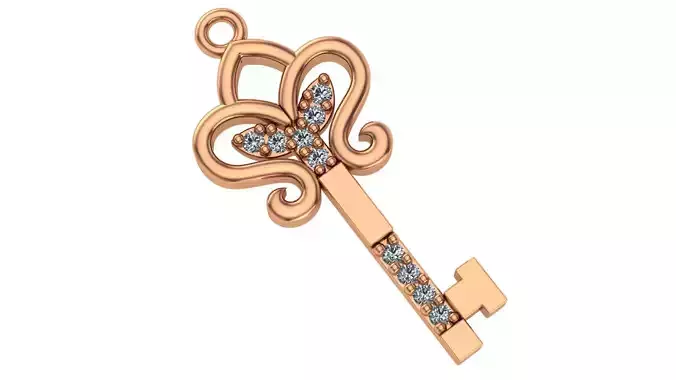 Golden Key Necklace Charm Pendant