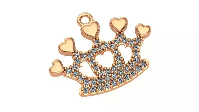 Heart on crown pendant 3D print model