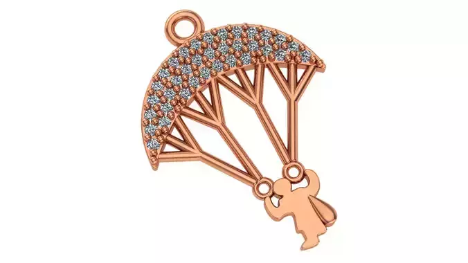 Gold Skydiving Parachuter Charm Pendant