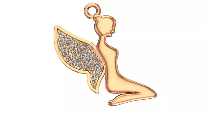 Angel with wings Necklace Charm Pendant  3D print model