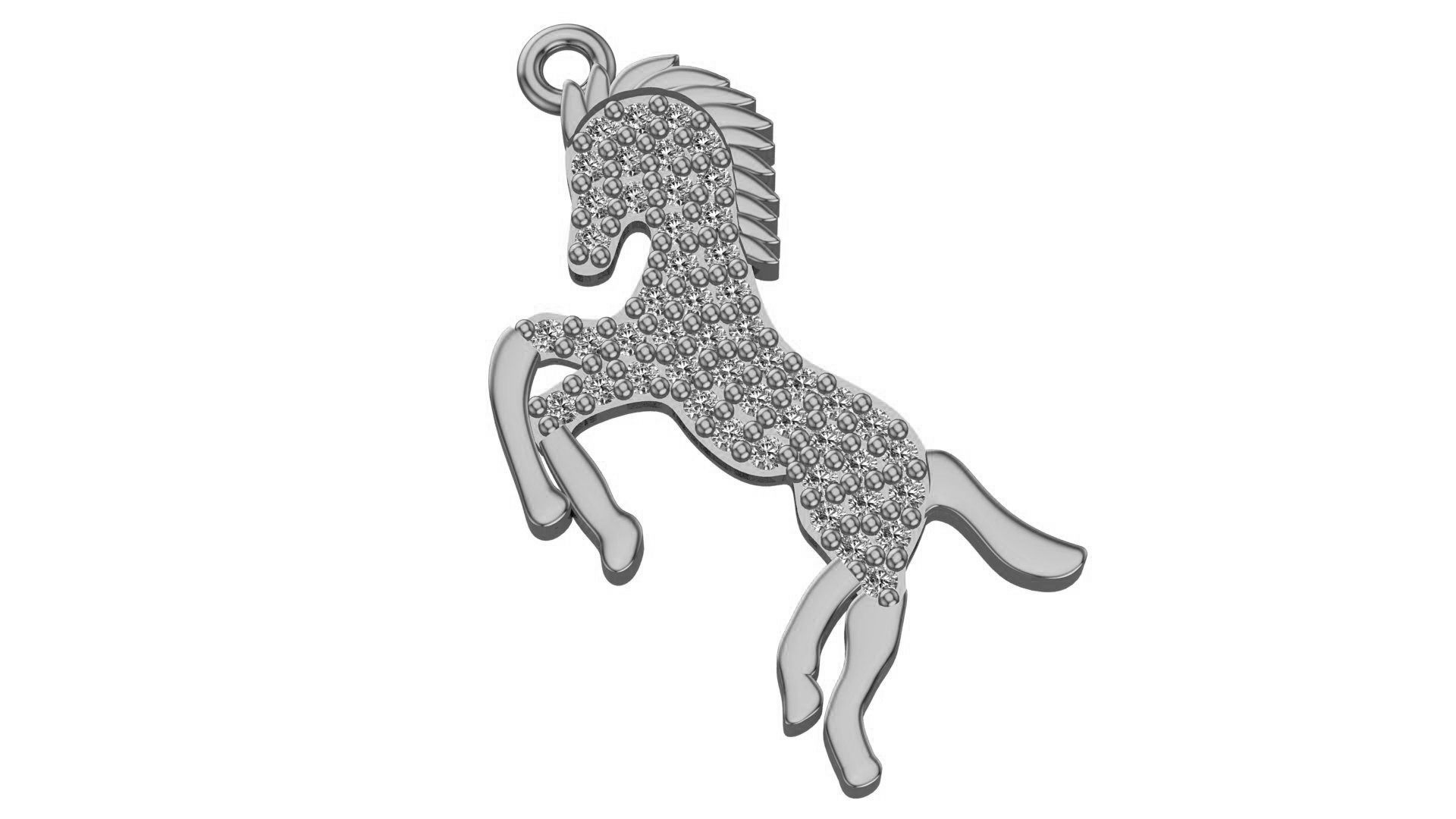 Horse Necklace Charm Pendant  3D print model_2