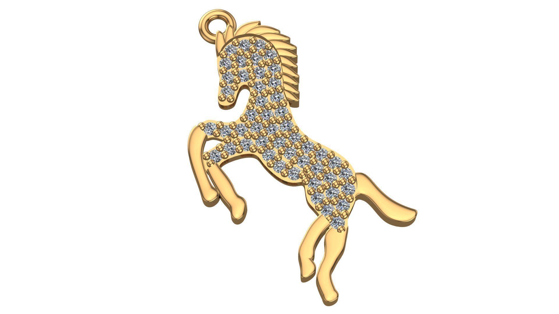 Horse Necklace Charm Pendant  3D print model_1