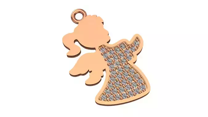 Angel with wings Necklace Charm Pendant  3D print model
